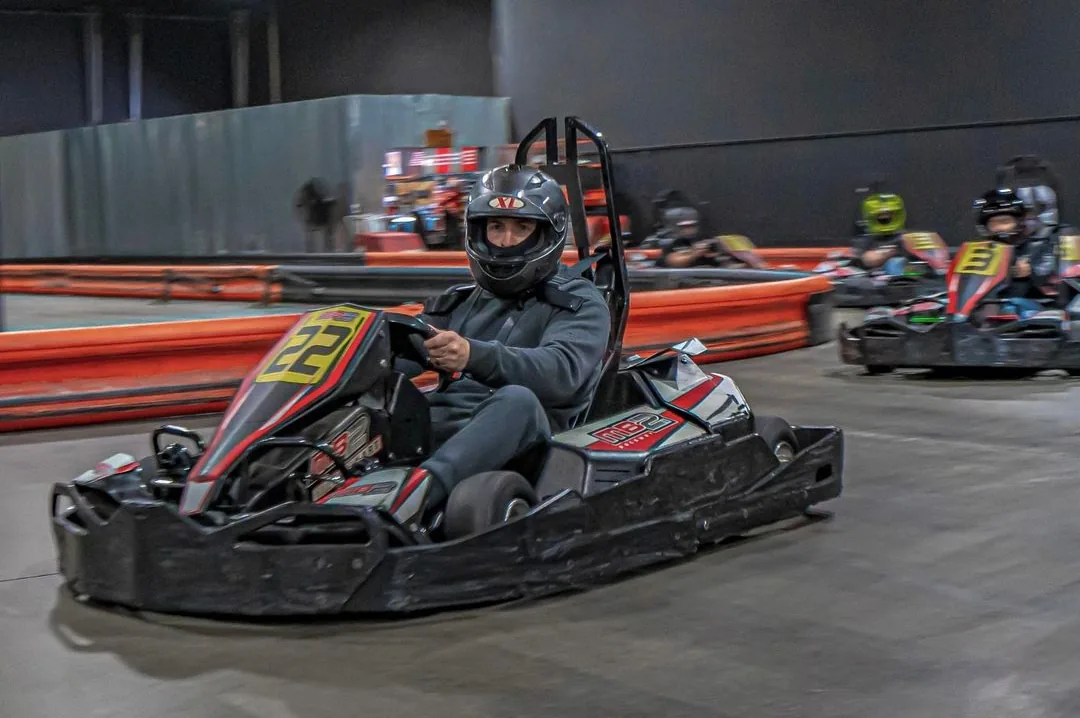 Group go-kart racing at MB2 Raceway Sylmar in Los Angeles